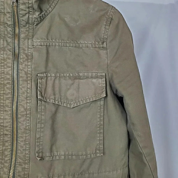 Women's J. CREW‎ Military Utility Jacket SZ S Olive Army Green Full Zip Pockets - Picture 3 of 9